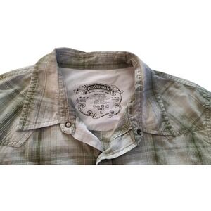 No 55 Issue Western Shirt Green Plaid Pearl Snaps Cowboy Rodeo Cotton Mens Large